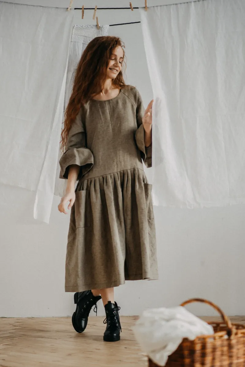 The Dress — a long loose linen dress