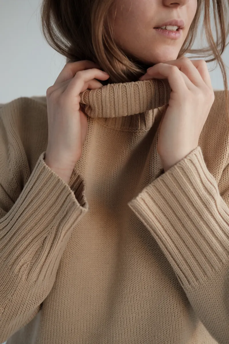 The Knit — a soft ribbed sweater in oat